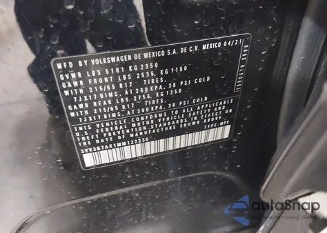 2021 Volkswagen Tiguan 2.0T Se/2.0T Se R-Line Black/2.0T Sel z USA, uszkodzony, nr VIN 3VV3B7AX1MM122236